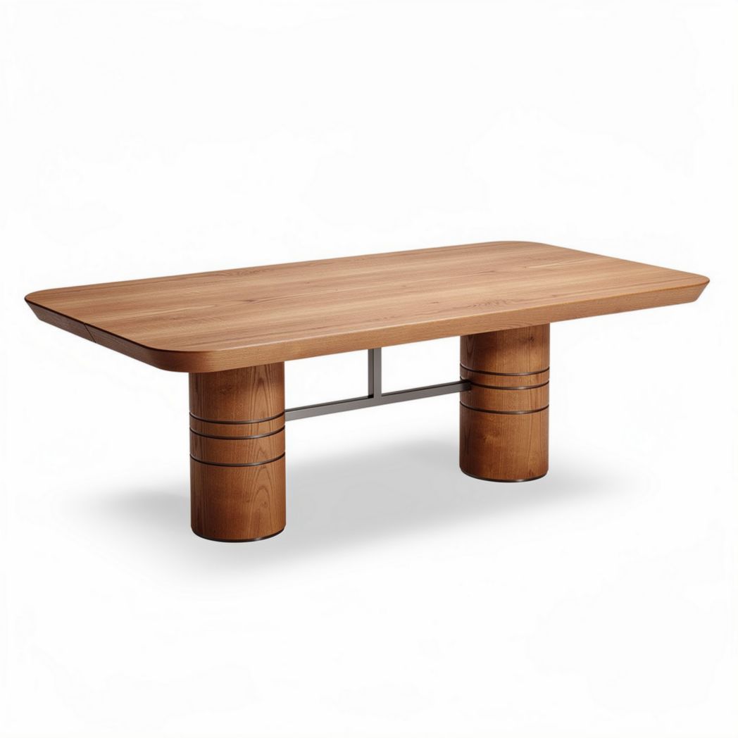 Wooden coffee table with metal accents for living room - 200 x 100 x 75cm