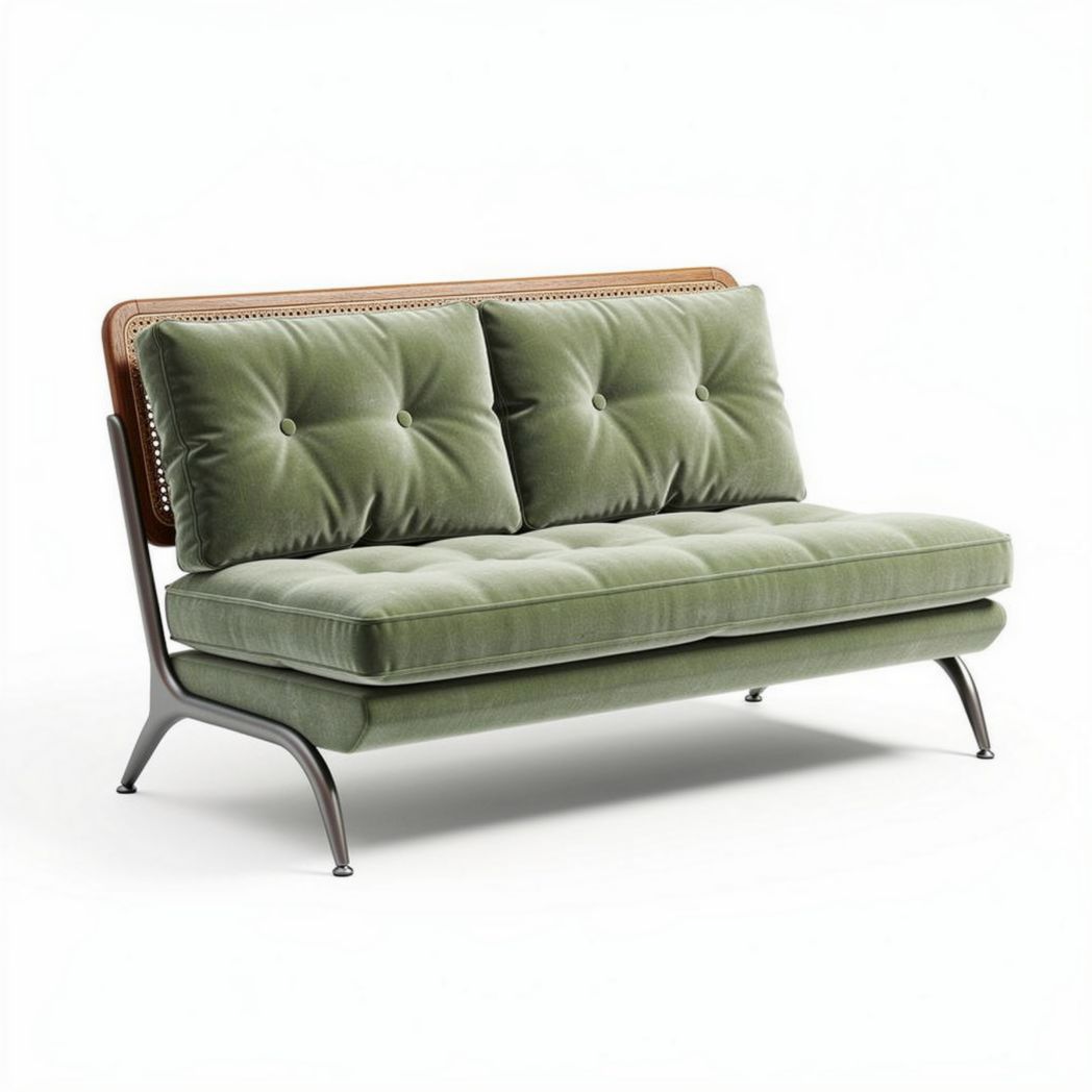Modern velvet sofa with steel frame - 180 x 90 x 85cm