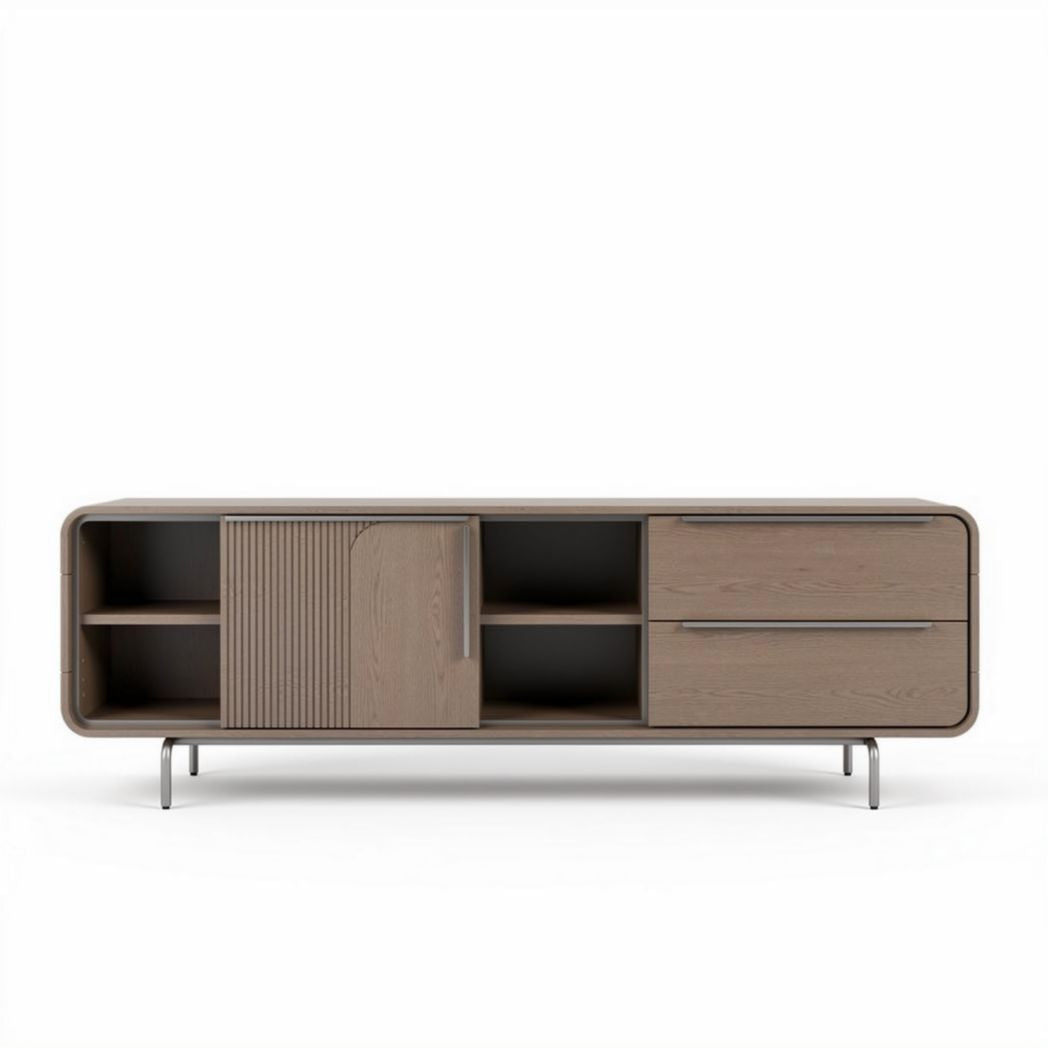 Wooden media console for living room storage - 150 x 40 x 50cm