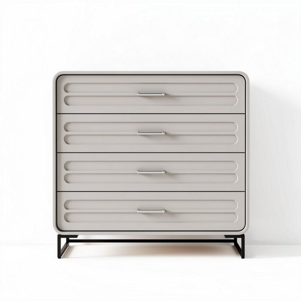 Modern storage chest with metal frame and four drawers - 80 x 40 x 90cm