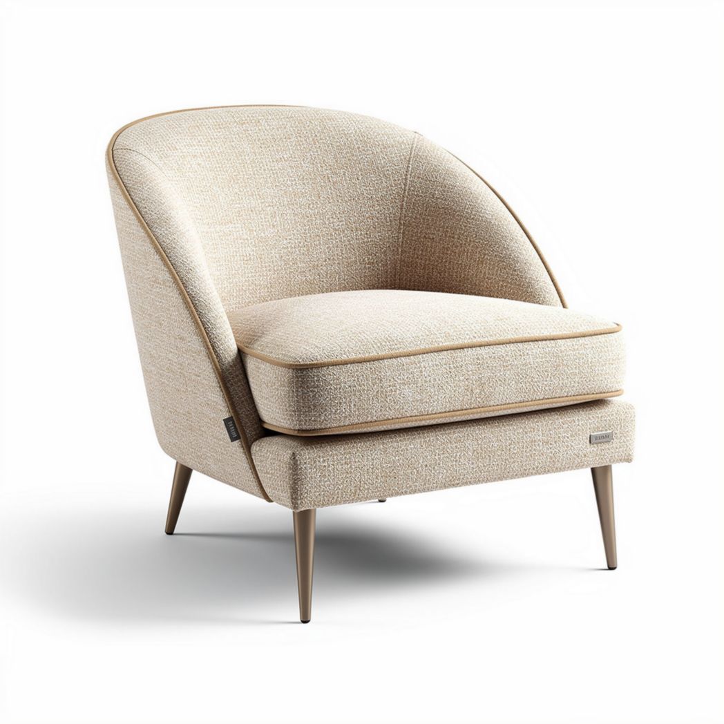 Fabric accent chair with wooden legs - 70 x 70 x 80cm