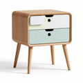 Multicolored wooden nightstand with storage drawers - 40 x 35 x 50cm