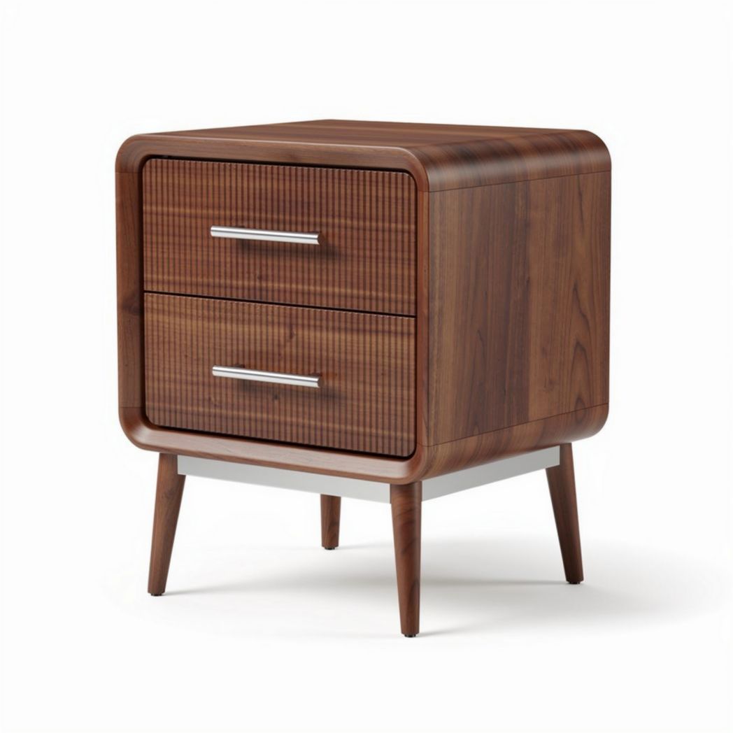 Wooden nightstand with two drawers for bedroom storage - 50 x 40 x 60cm