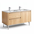 Double sink bathroom vanity in oak finish - 90 x 45 x 85cm