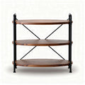 Three-tier wooden shelving unit with metal frame - 60 x 35 x 75cm