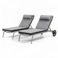 Outdoor lounge chair set with aluminum frame and fabric cushions - 200 x 70 x 30cm