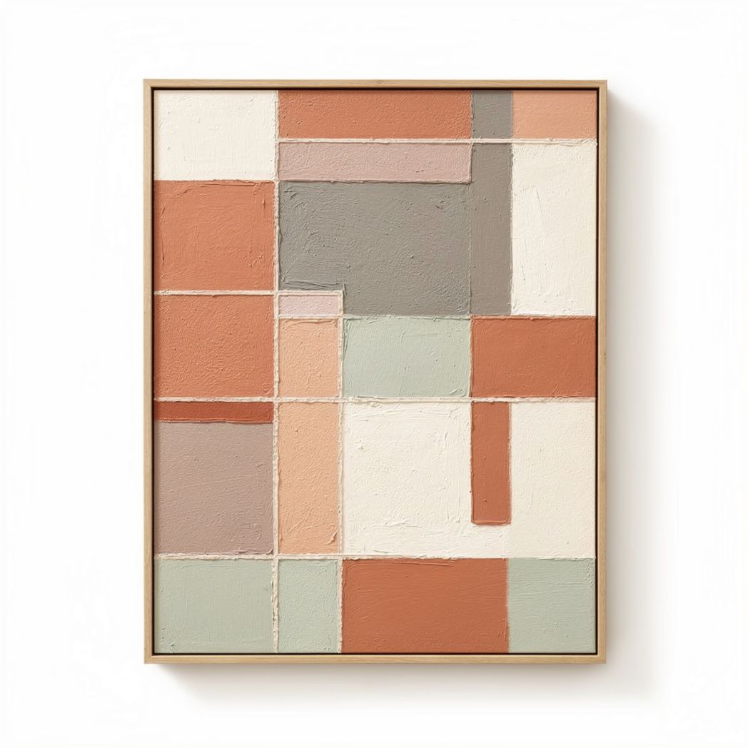 Textured abstract wall art decor in muted colors - 50 x 70 x 2cm