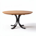 Round dining table with solid wood top and metal legs - 90 x 90 x 75cm
